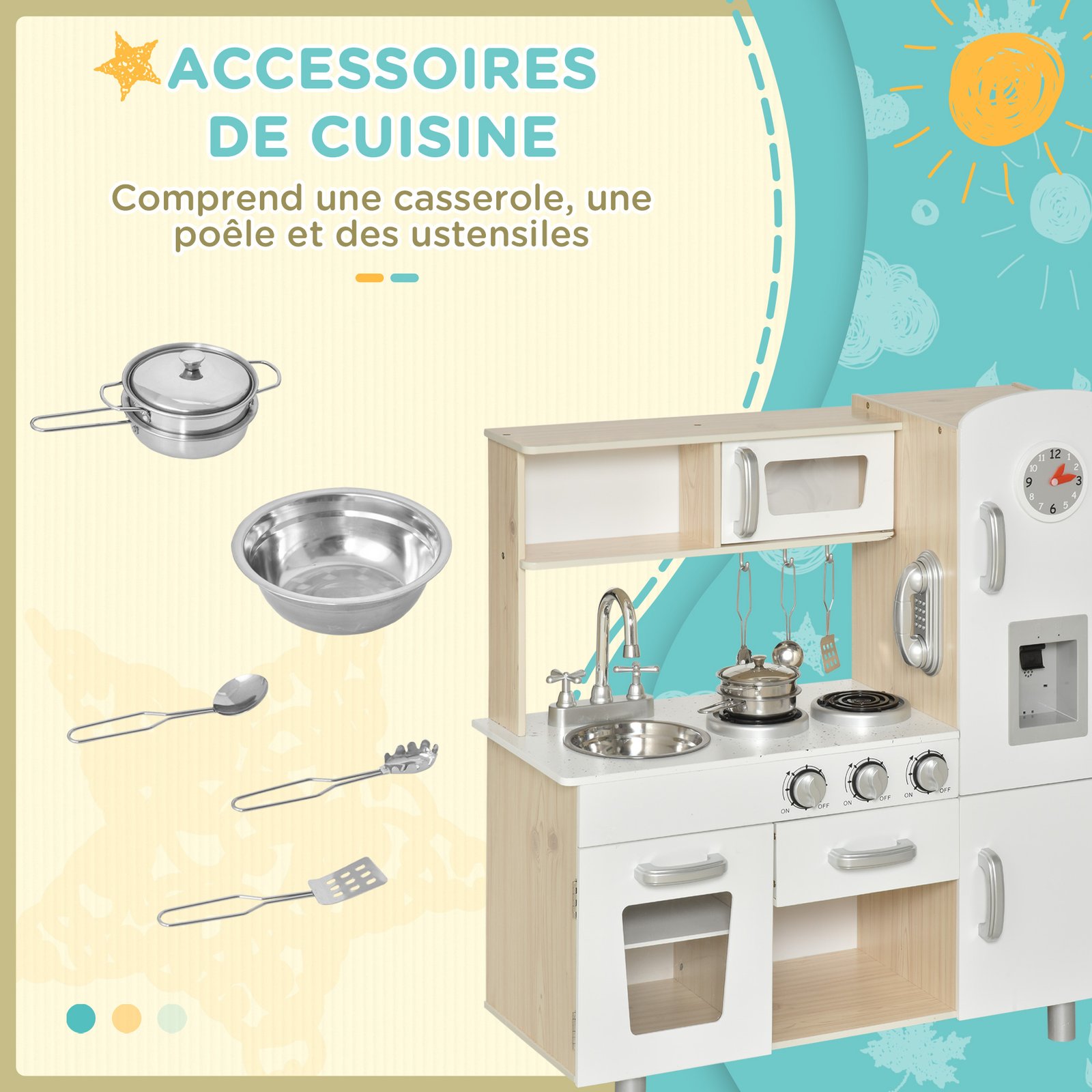 Cuisine en Bois pour Enfant – Kitchenette avec Accessoires | Jouetkids – Image 6