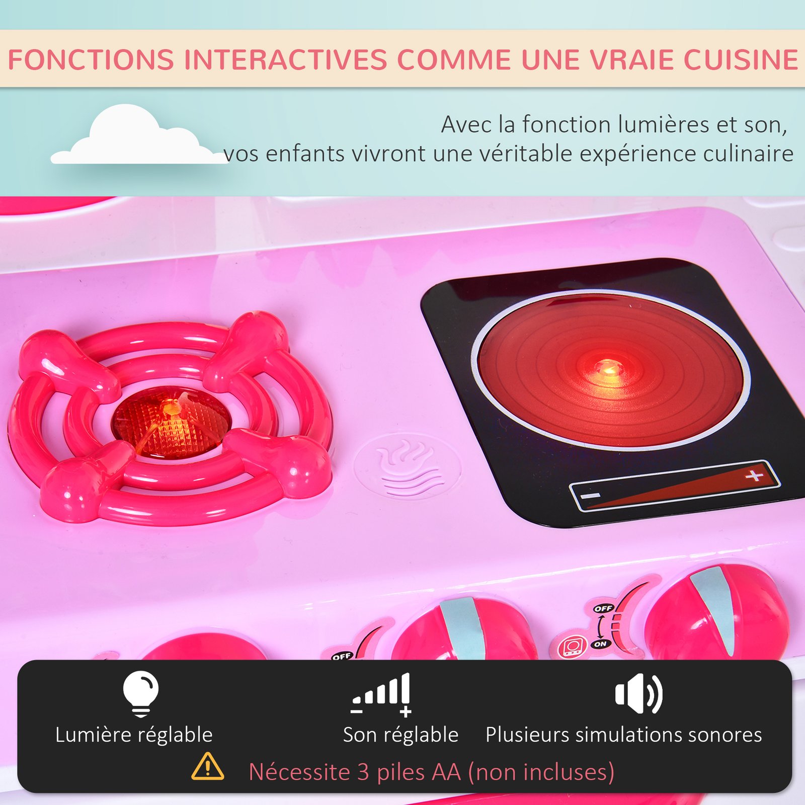 Cuisine pour Enfant avec Sons et Lumières – 38 Accessoires Inclus | Jouetkids – Image 4