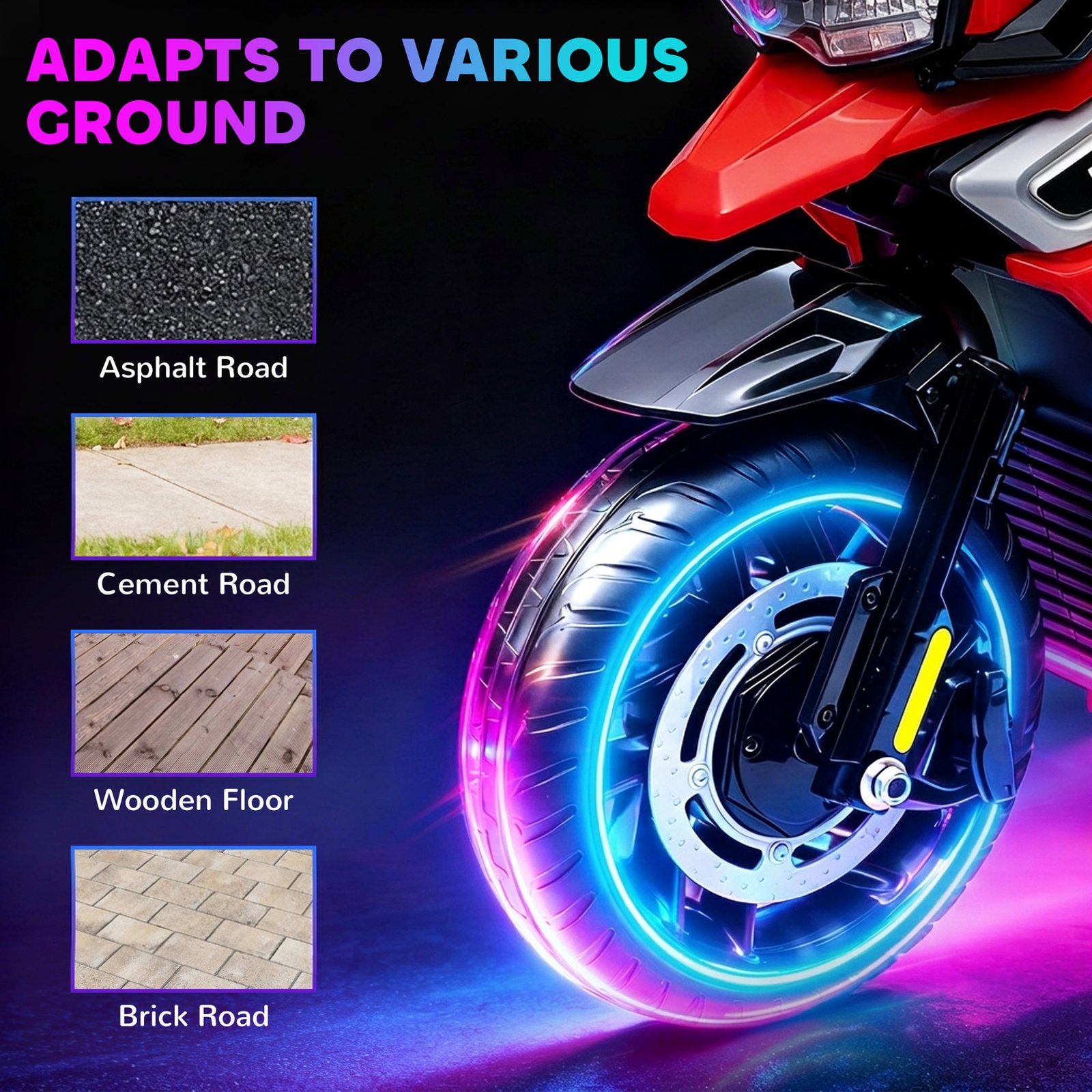 Moto Électrique pour Enfants avec Musique et Effets Lumineux – Rouge – Image 6