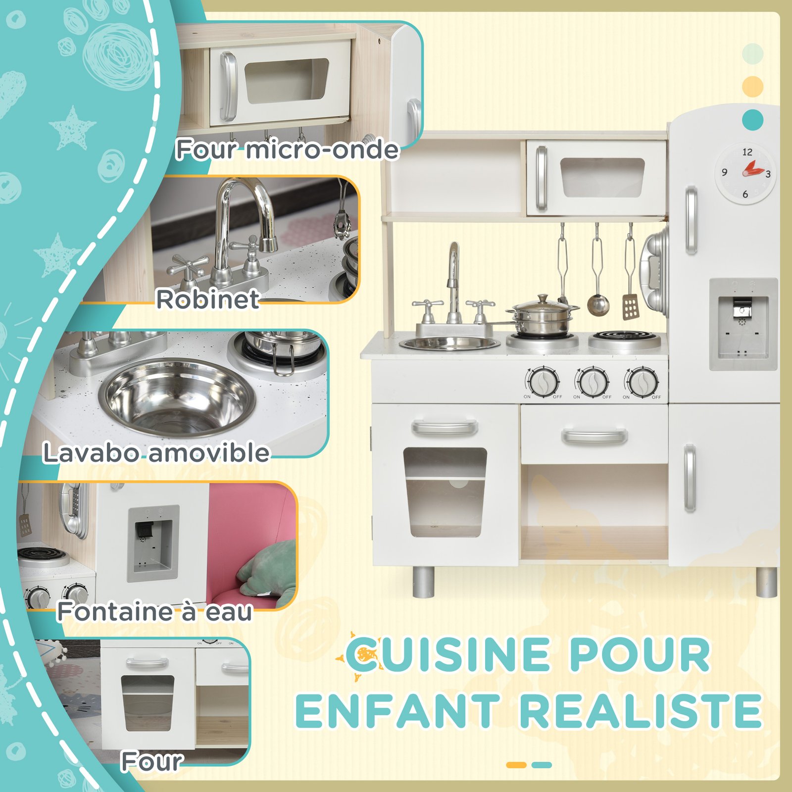 Cuisine en Bois pour Enfant – Kitchenette avec Accessoires | Jouetkids – Image 4