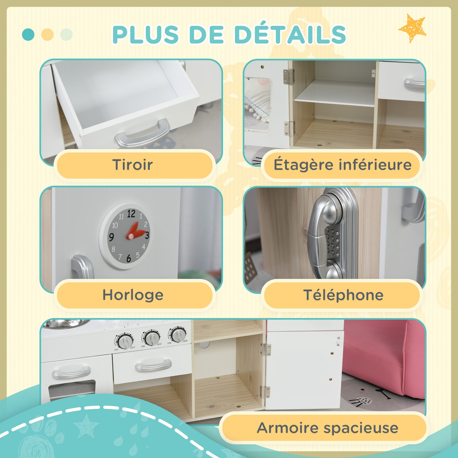 Cuisine en Bois pour Enfant – Kitchenette avec Accessoires | Jouetkids – Image 7