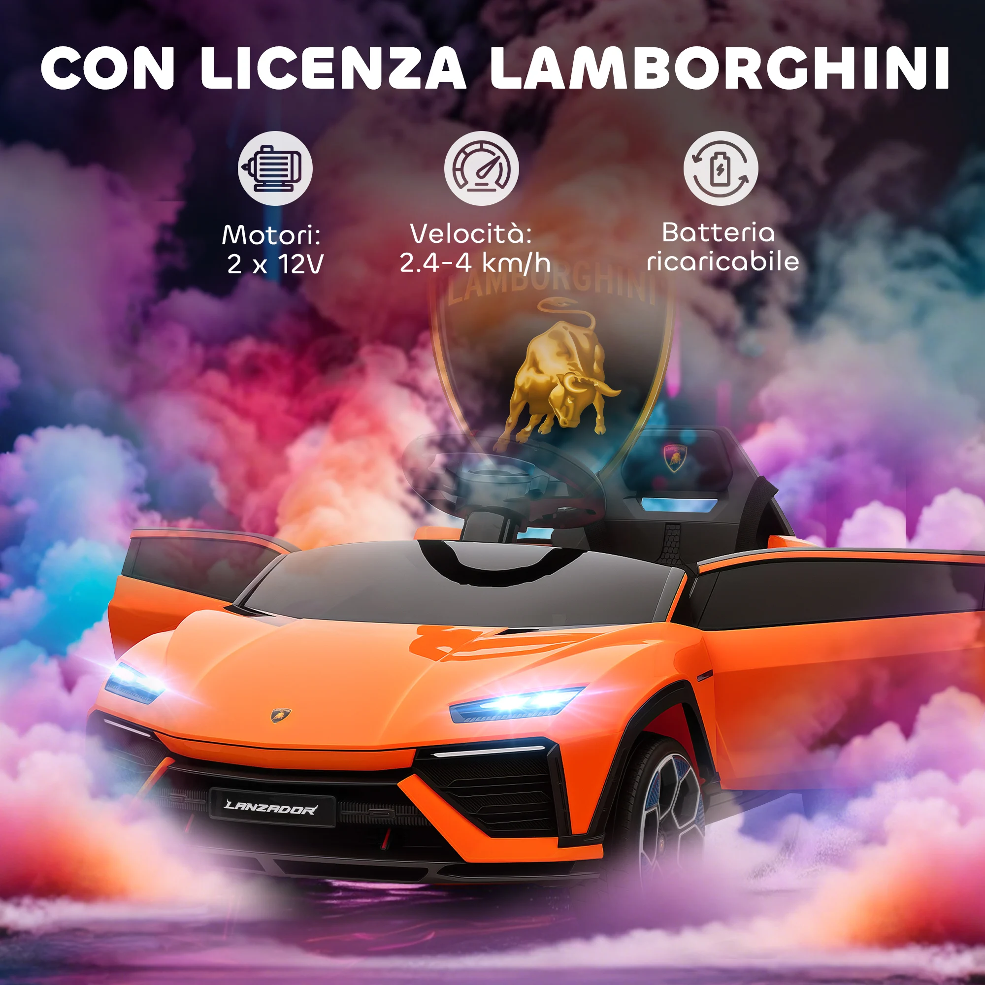 Voiture Électrique pour Enfants avec Télécommande et Haut-parleur – Orange | Jouetkids – Image 6