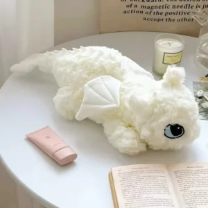 Coussin Dragon Blanc - Peluche Câline Géante en Forme de Dragon