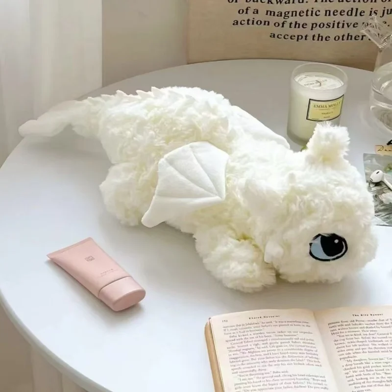 Coussin Dragon Blanc - Peluche Câline Géante en Forme de Dragon