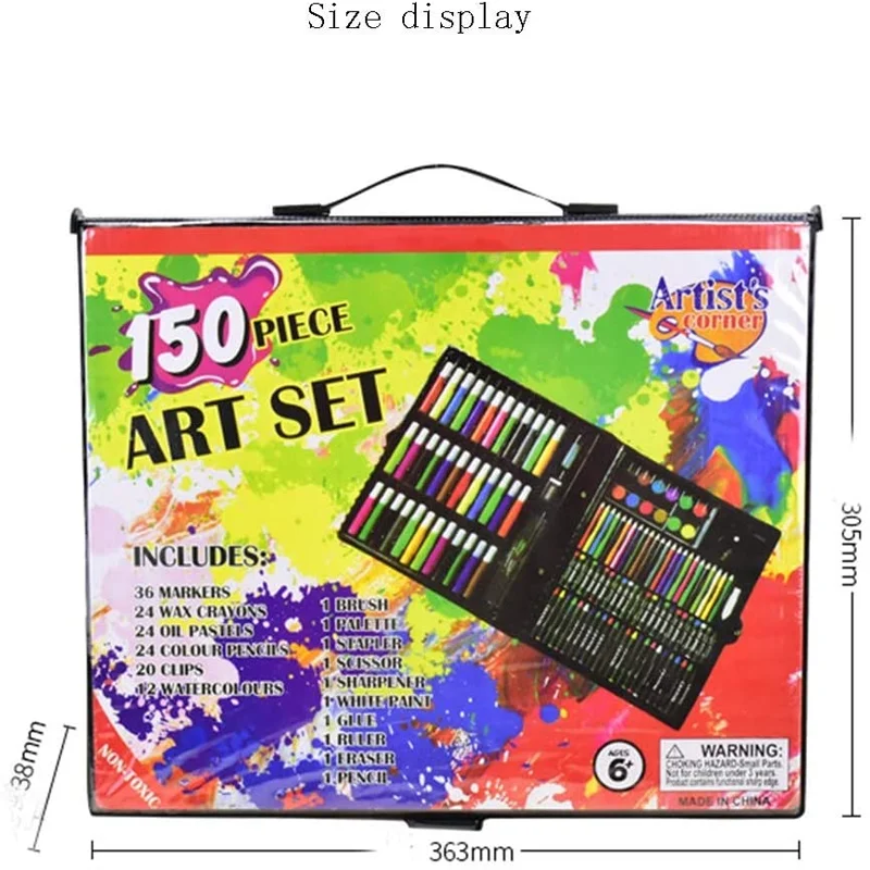Coffret Artistique 150-208 Pièces - Kit de Dessin Complet pour Enfant avec Marqueurs, Crayons et Feutres Aquarelle – Image 5