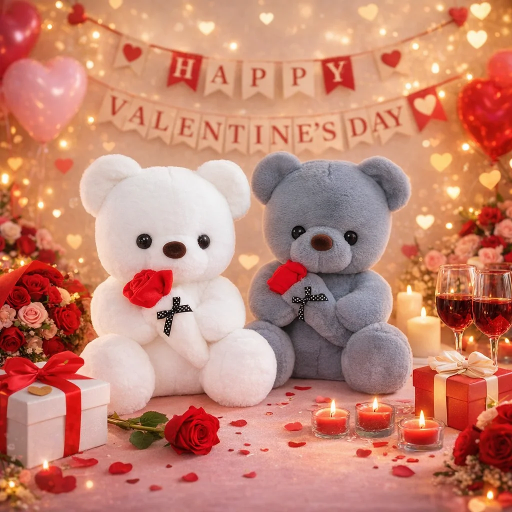 Petit Ours Câlin à la Rose - Peluche Douce Cadeau Tendresse – Image 3