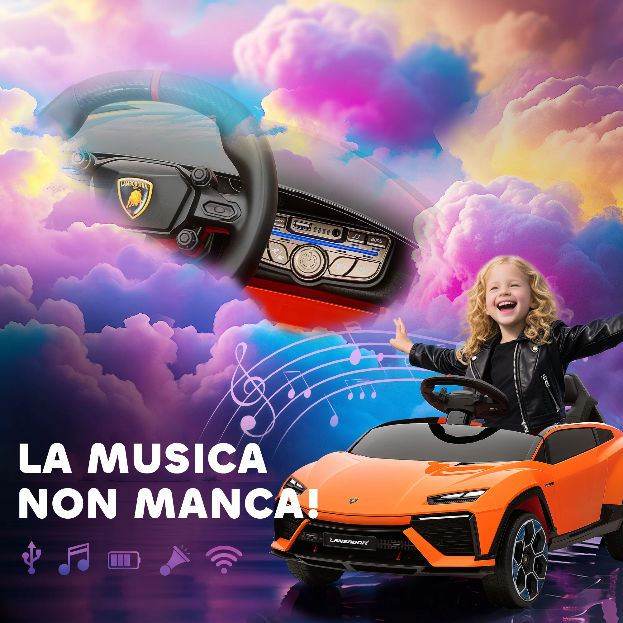 Voiture Électrique pour Enfants avec Télécommande et Haut-parleur – Orange | Jouetkids – Image 5