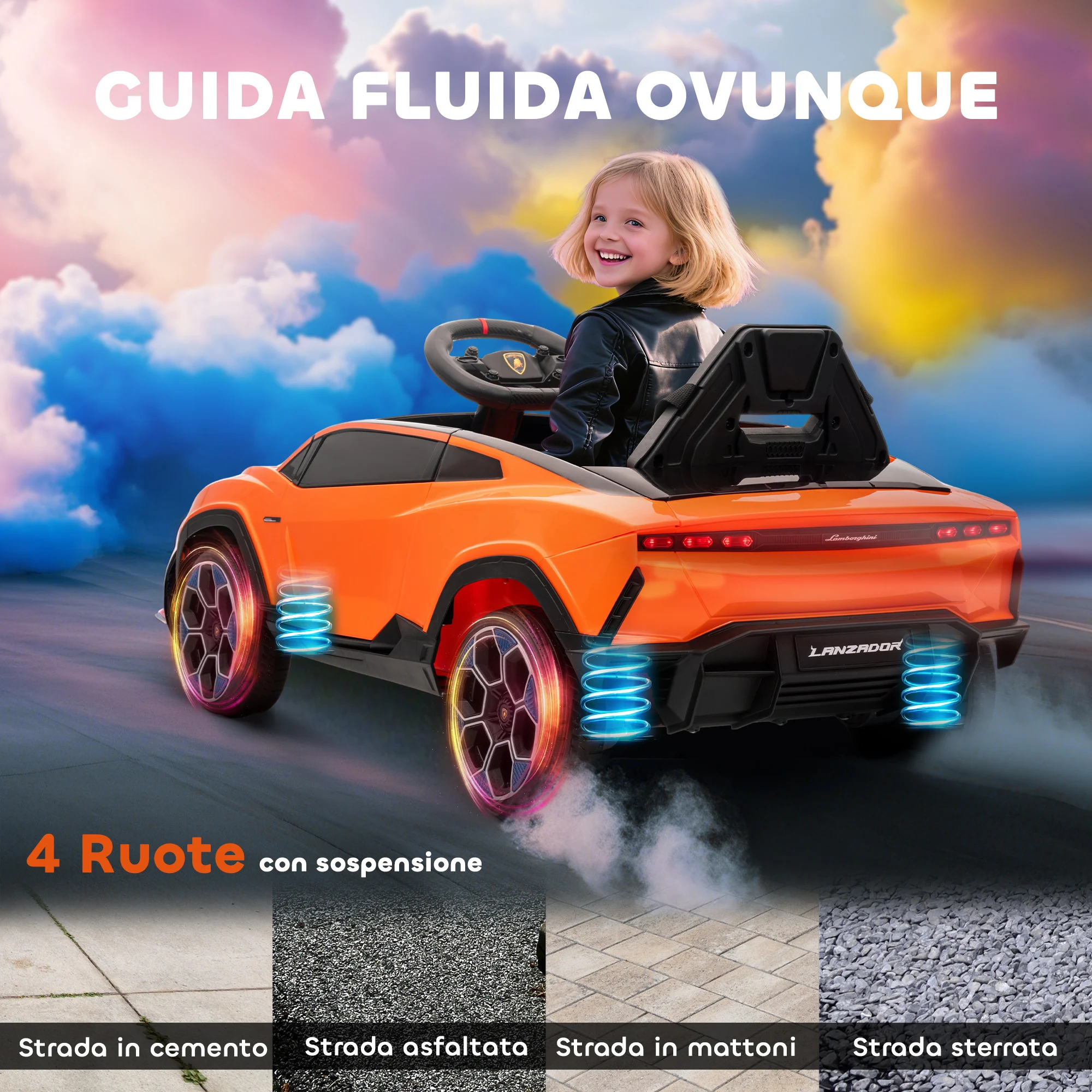 Voiture Électrique pour Enfants avec Télécommande et Haut-parleur – Orange | Jouetkids – Image 2