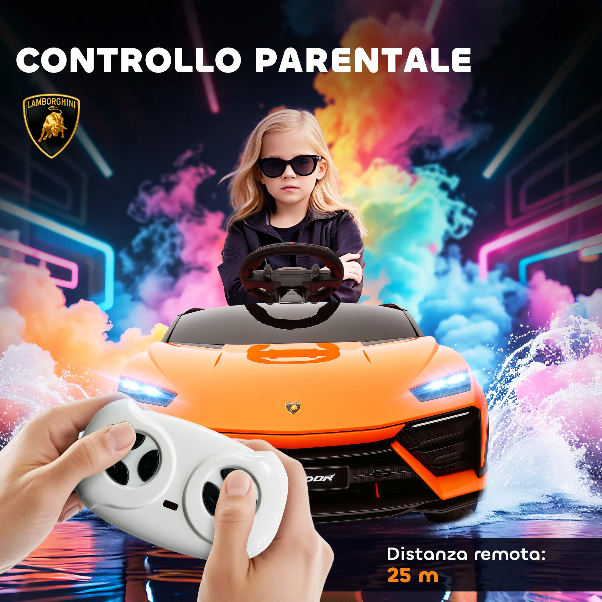 Voiture Électrique pour Enfants avec Télécommande et Haut-parleur – Orange | Jouetkids – Image 4