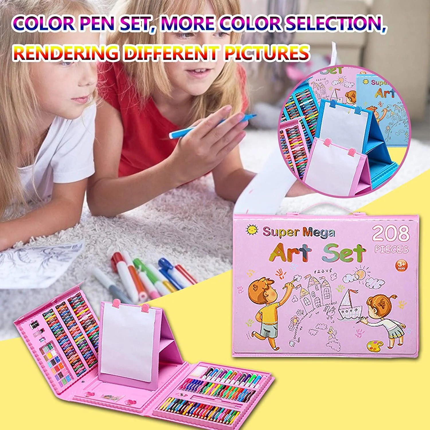 Coffret Artistique 150-208 Pièces - Kit de Dessin Complet pour Enfant avec Marqueurs, Crayons et Feutres Aquarelle – Image 4