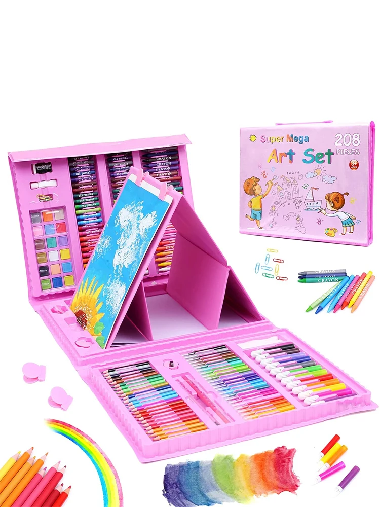 Coffret Artistique 150-208 Pièces - Kit de Dessin Complet pour Enfant avec Marqueurs, Crayons et Feutres Aquarelle – Image 3