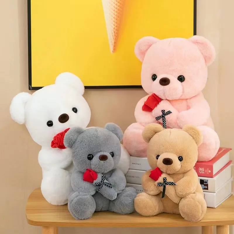 Petit Ours Câlin à la Rose - Peluche Douce Cadeau Tendresse – Image 4