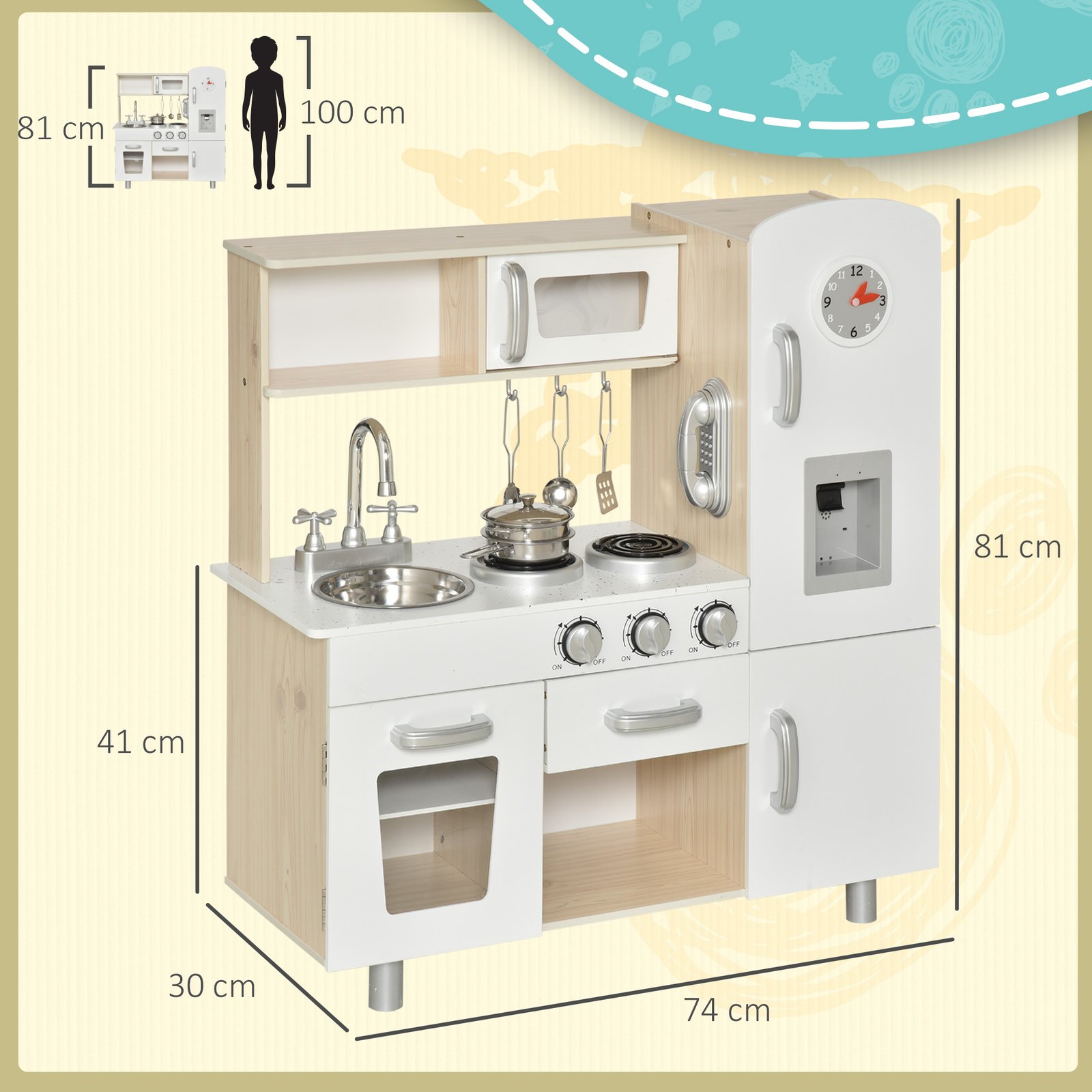 Cuisine en Bois pour Enfant – Kitchenette avec Accessoires | Jouetkids – Image 3