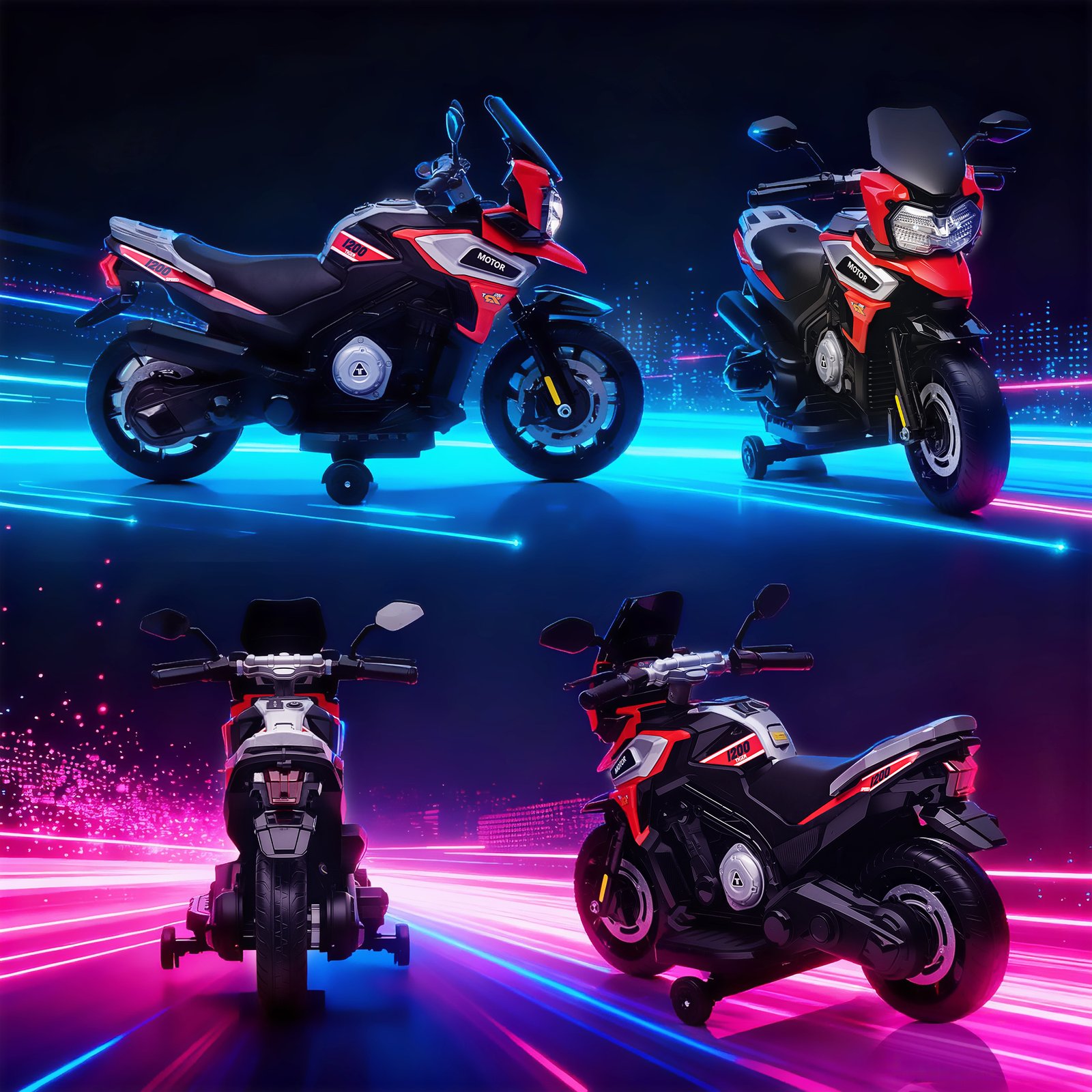 Moto Électrique pour Enfants avec Musique et Effets Lumineux – Rouge – Image 9