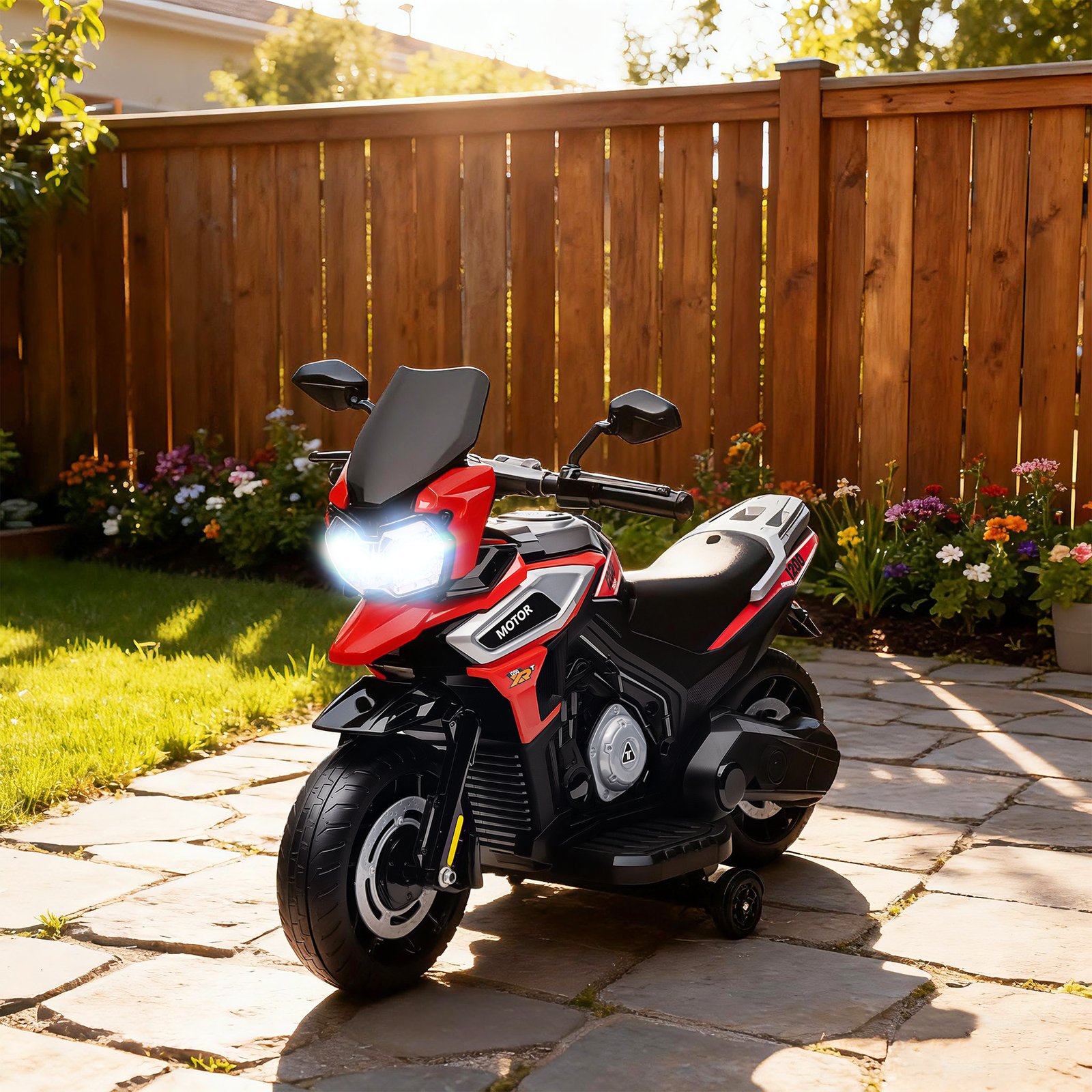 Moto Électrique pour Enfants avec Musique et Effets Lumineux – Rouge – Image 2